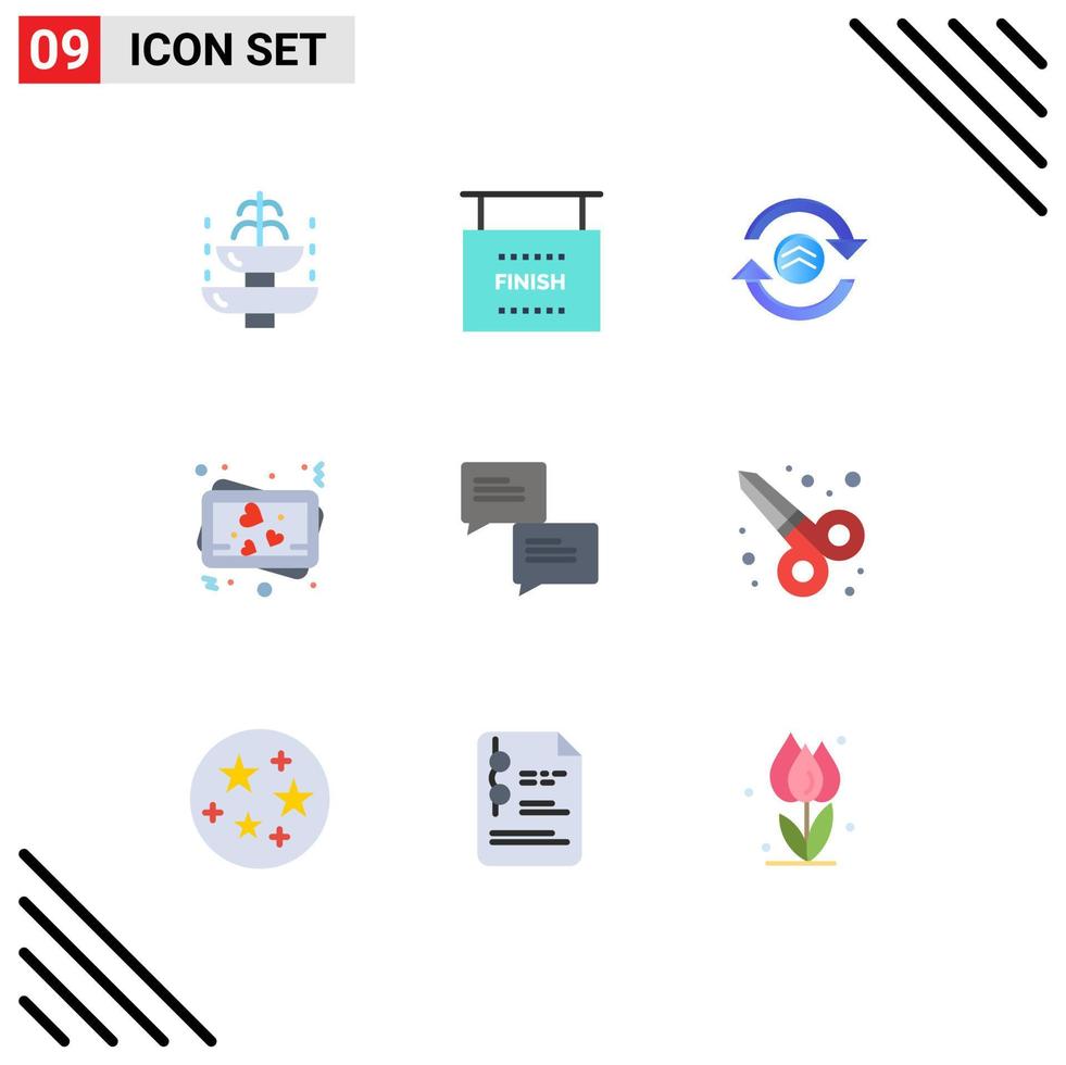 platt Färg packa av 9 universell symboler av kommunikation Foto sporter minne datoranvändning redigerbar vektor design element