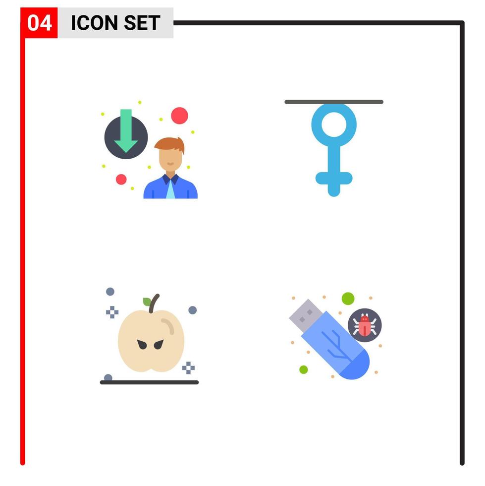modern uppsättning av 4 platt ikoner och symboler sådan som karriär degradering tacksägelse nedvärdera drottning kör redigerbar vektor design element