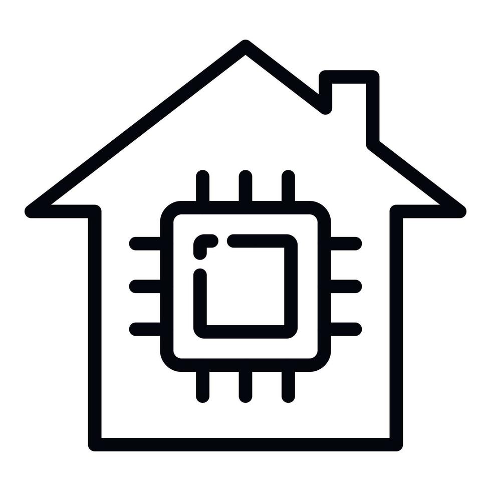 Smart-Home-Prozessor-Symbol, Umrissstil vektor