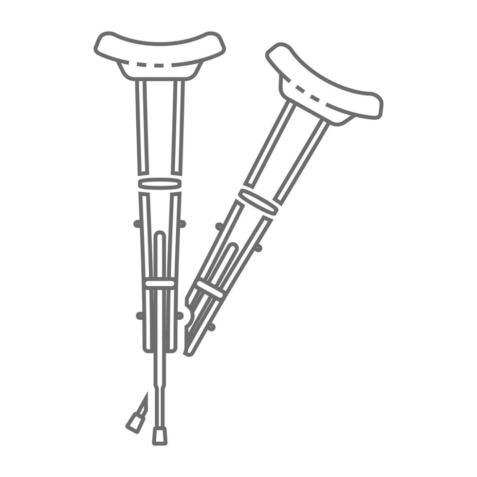 Symbol für Metallkrücken, Umrissstil vektor