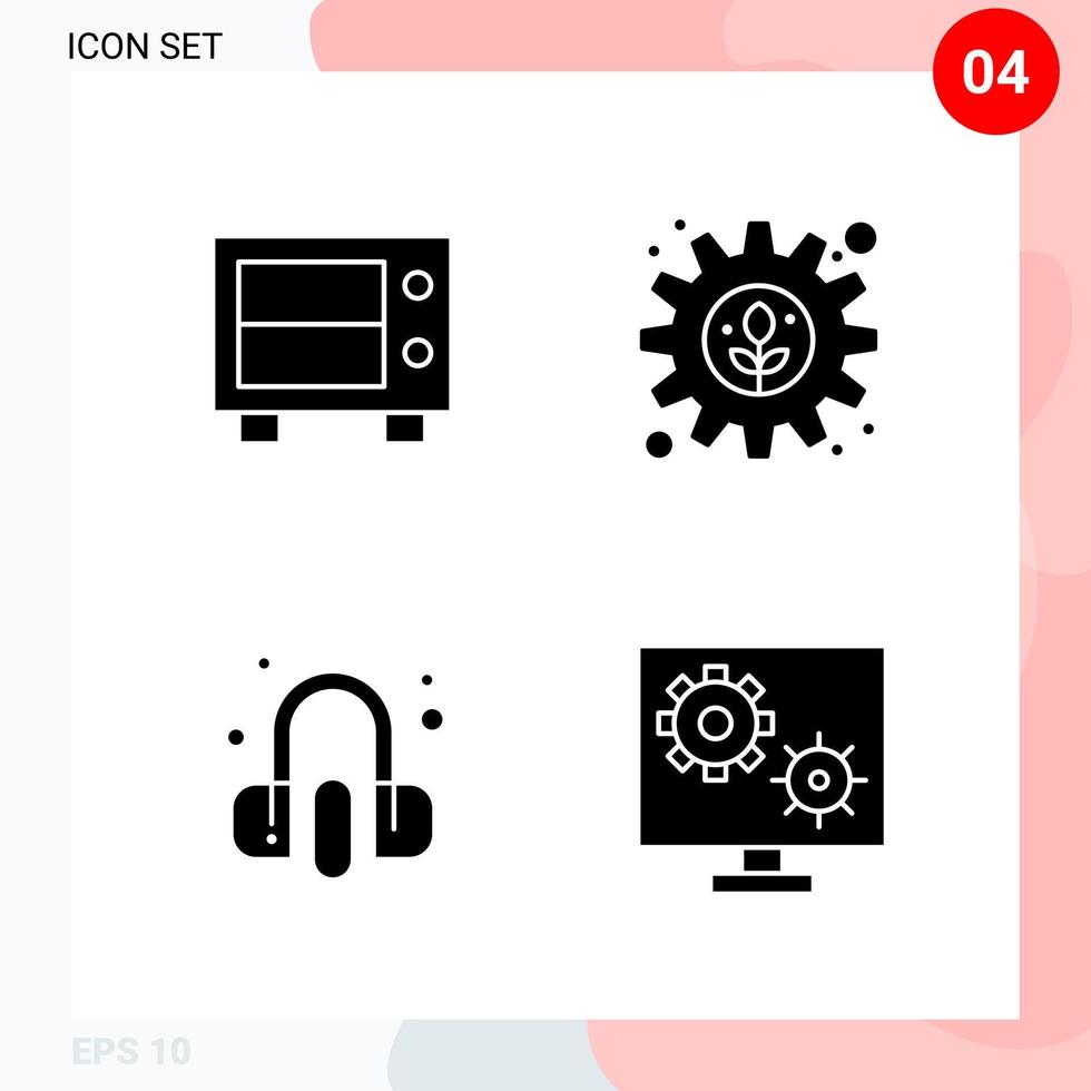 Vektorpaket mit 4 Symbolen im soliden Stil kreatives Glyphenpaket isoliert auf weißem Hintergrund für Web und Handy vektor