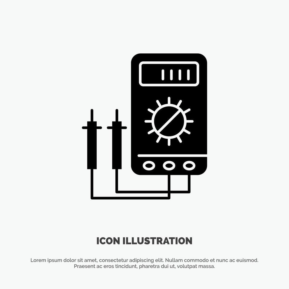 Voltmeter Ampere Watt Digitaltester solider Glyphen-Symbolvektor vektor