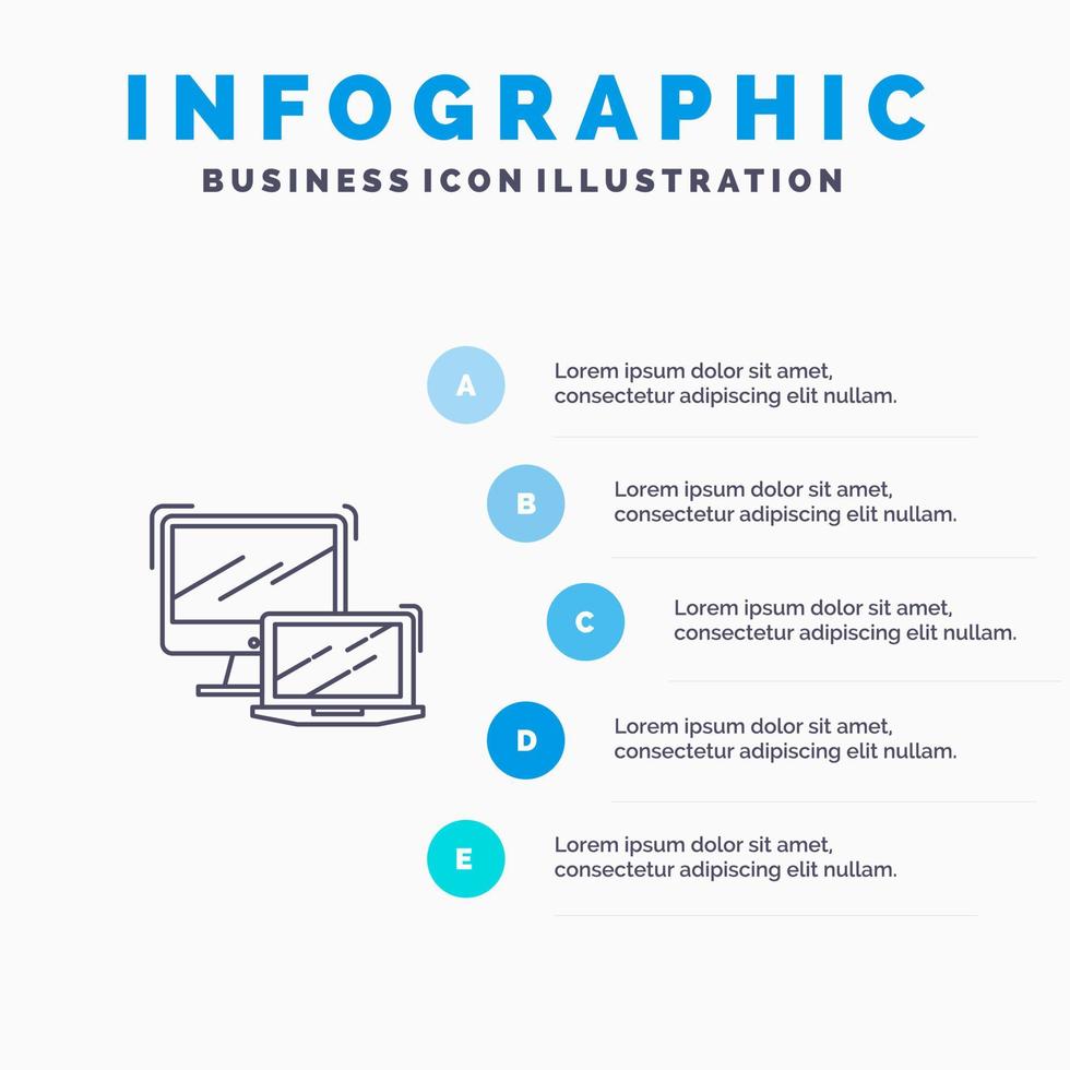 dator företag bärbar dator flap teknologi linje ikon med 5 steg presentation infographics bakgrund vektor