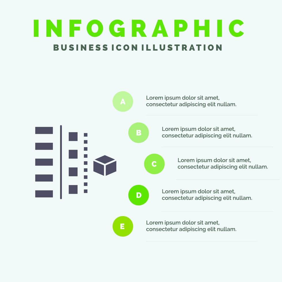 utveckling faser planen planera produkt fast ikon infographics 5 steg presentation bakgrund vektor