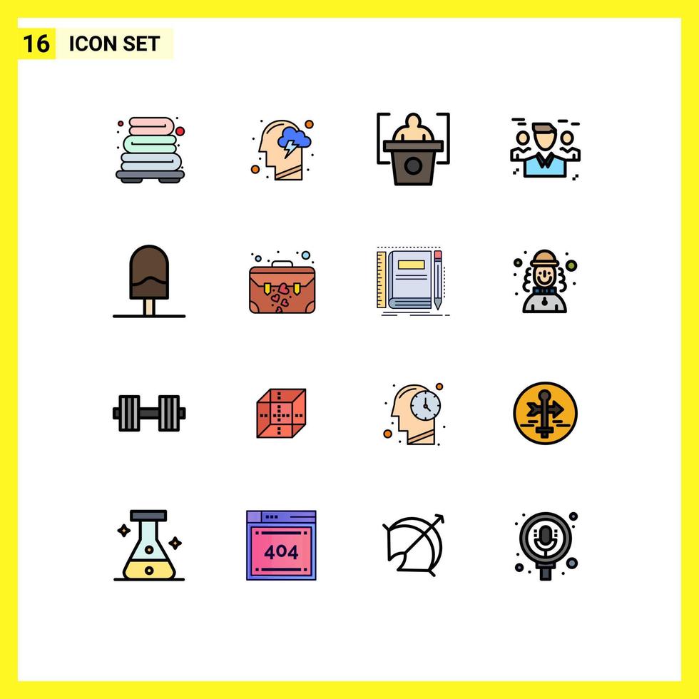 uppsättning av 16 modern ui ikoner symboler tecken för Gjort skydd utbildning människor vänner redigerbar kreativ vektor design element