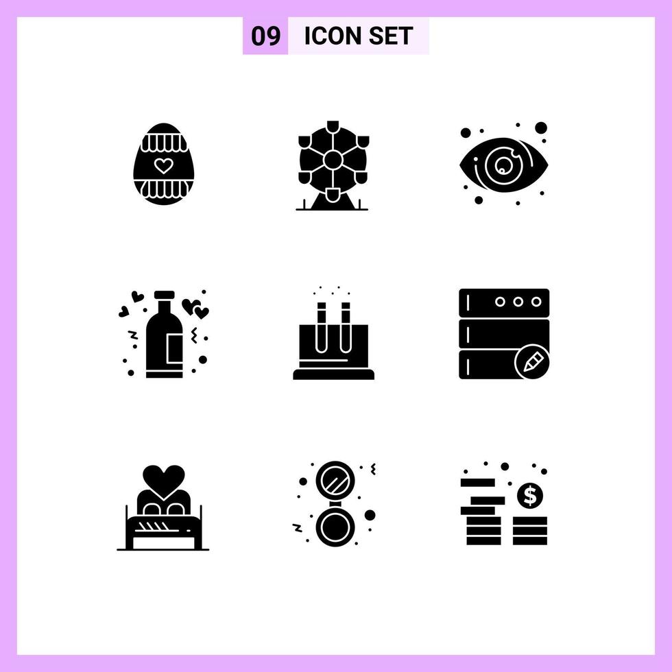 uppsättning av 9 modern ui ikoner symboler tecken för testa vin mål roman livsstil redigerbar vektor design element