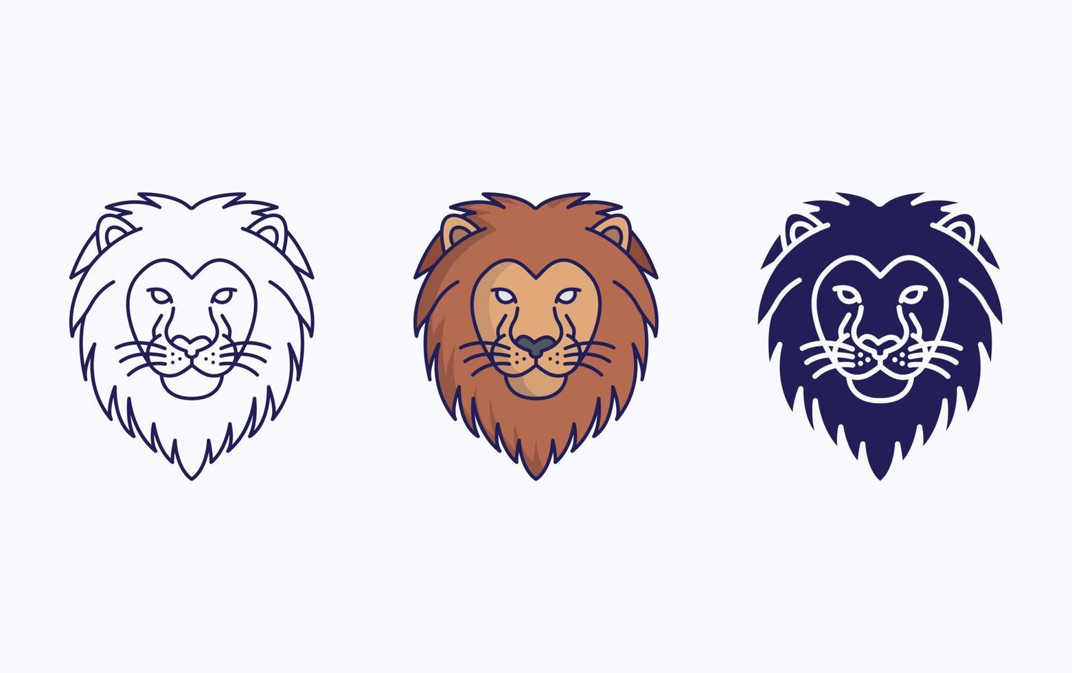 lejon ansikte linje och glyf ikon, vektor illustration