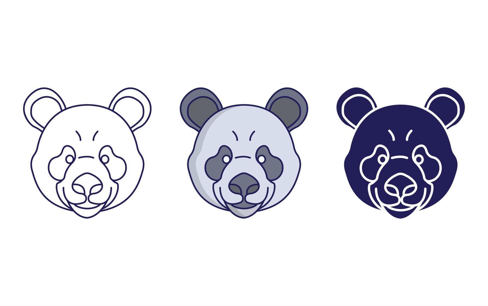 Panda-Gesichtslinie und Glyphen-Symbol, Vektorillustration vektor