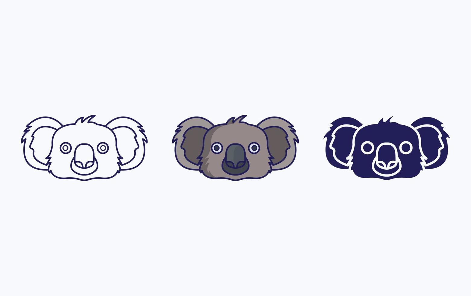 koala ansikte linje och glyf ikon, vektor illustration