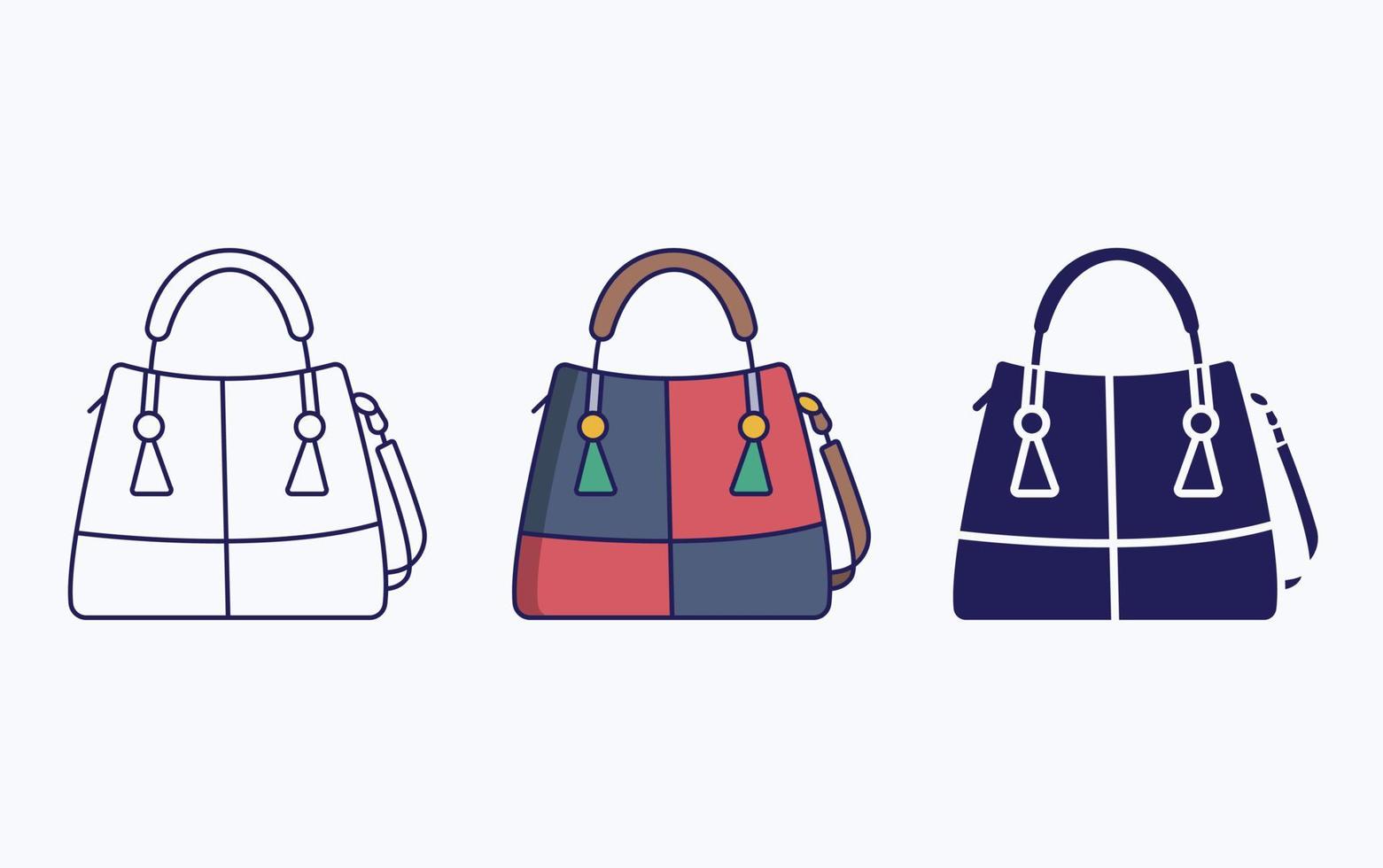 fåfänga väska linje och glyf ikon, kvinnor handväska vektor illustration