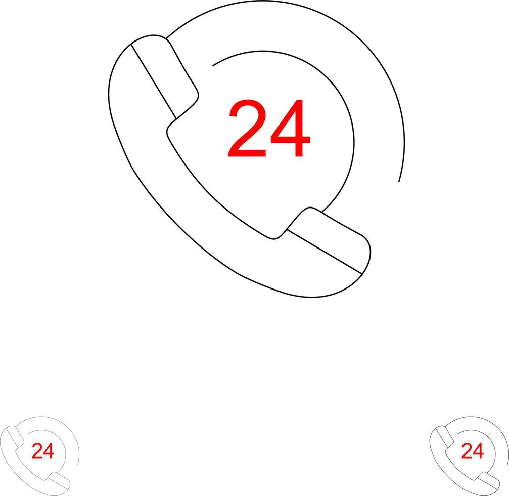 Anrufkommunikation Telefonunterstützung fetter und dünner schwarzer Liniensymbolsatz vektor