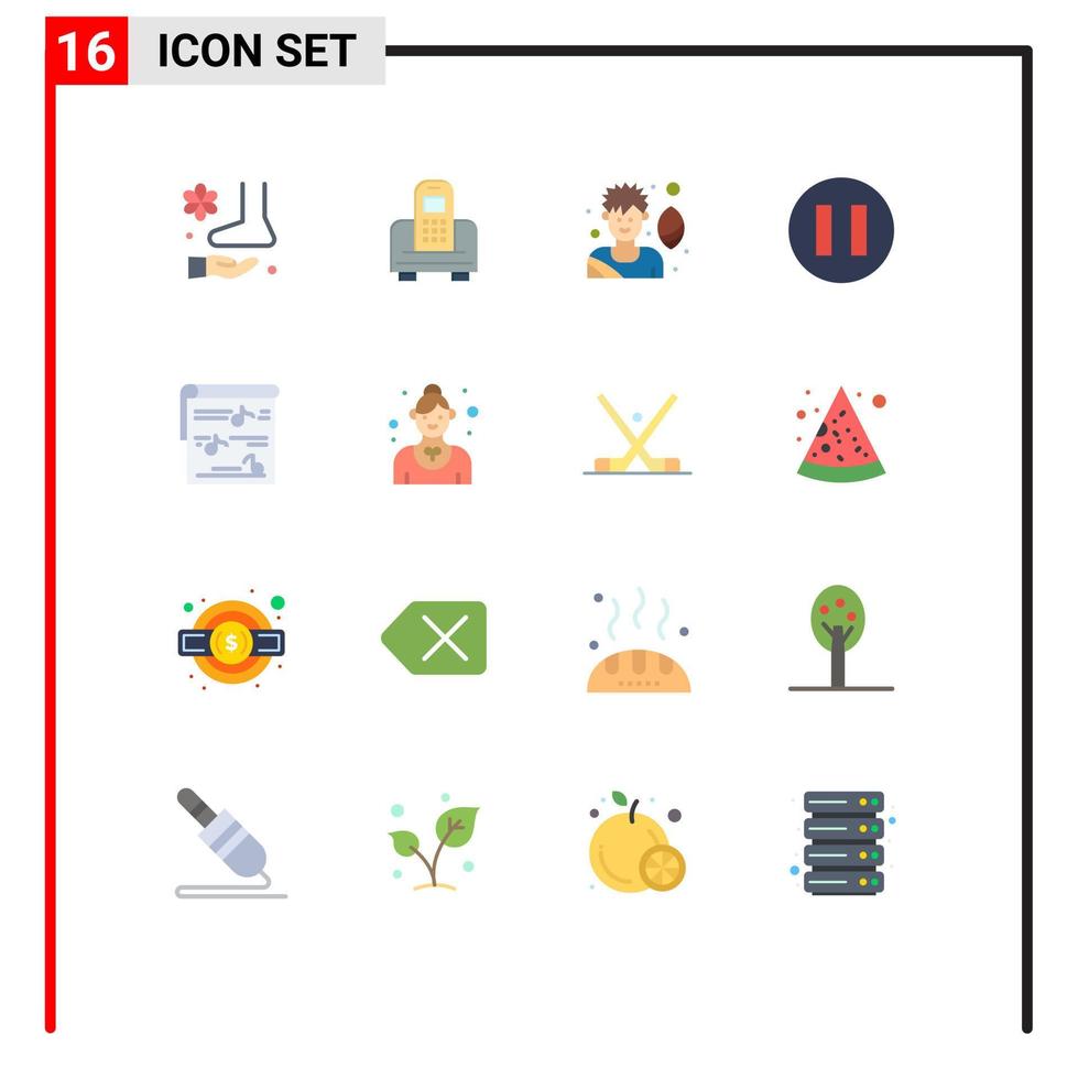 Stock Vector Icon Pack mit 16 Zeilenzeichen und Symbolen für Foto-Multimedia-Hardware-Album Kreis editierbares Paket kreativer Vektordesign-Elemente