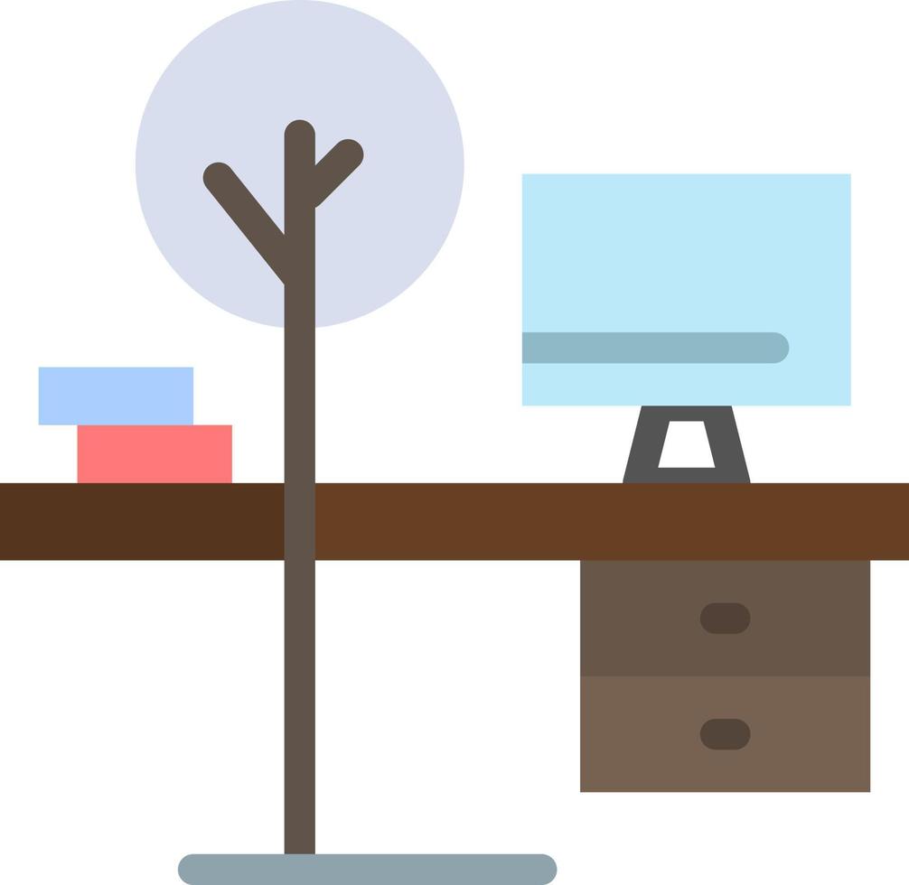 bekvämlighet skrivbord kontor plats tabell platt Färg ikon vektor ikon baner mall