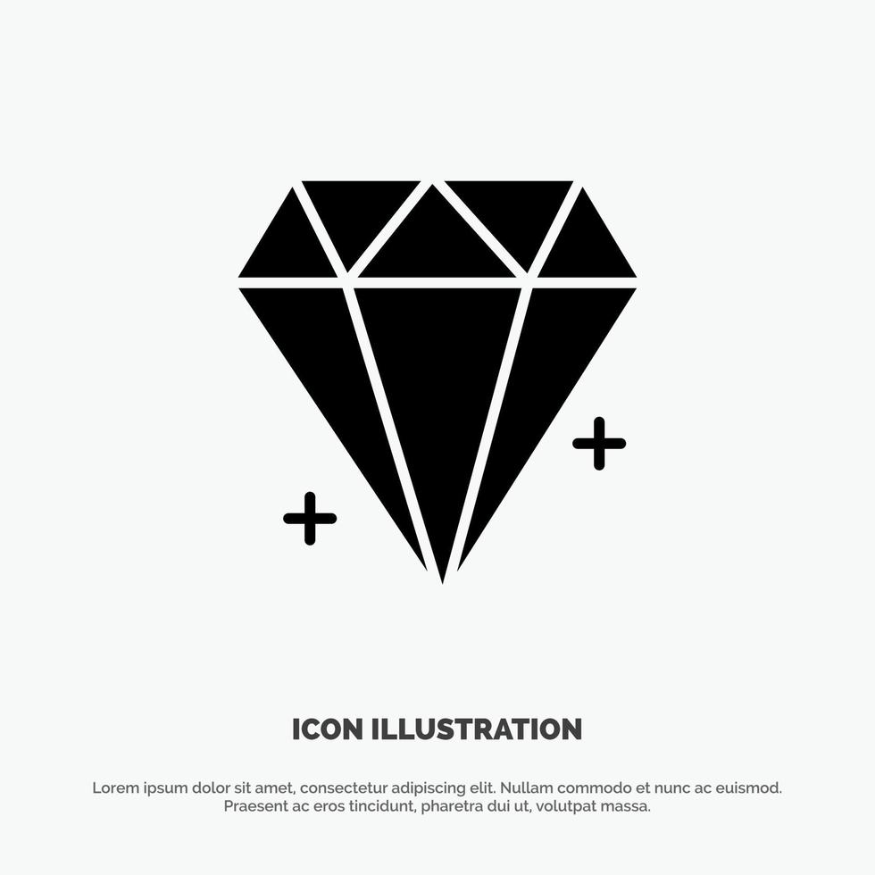 diamant e-handel Smycken juvel fast svart glyf ikon vektor