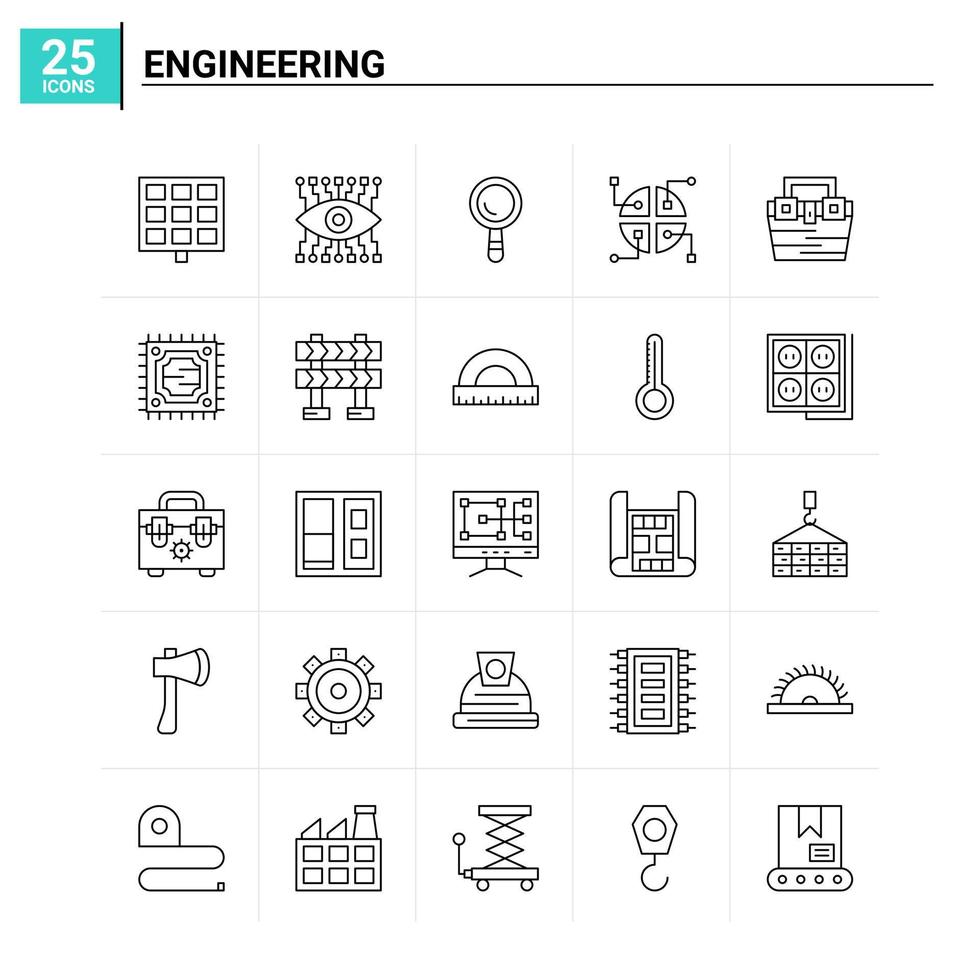 25 Engineering Icon Set Vektorhintergrund vektor