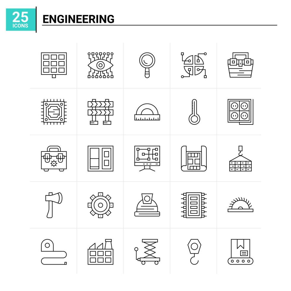 25 teknik ikon uppsättning vektor bakgrund