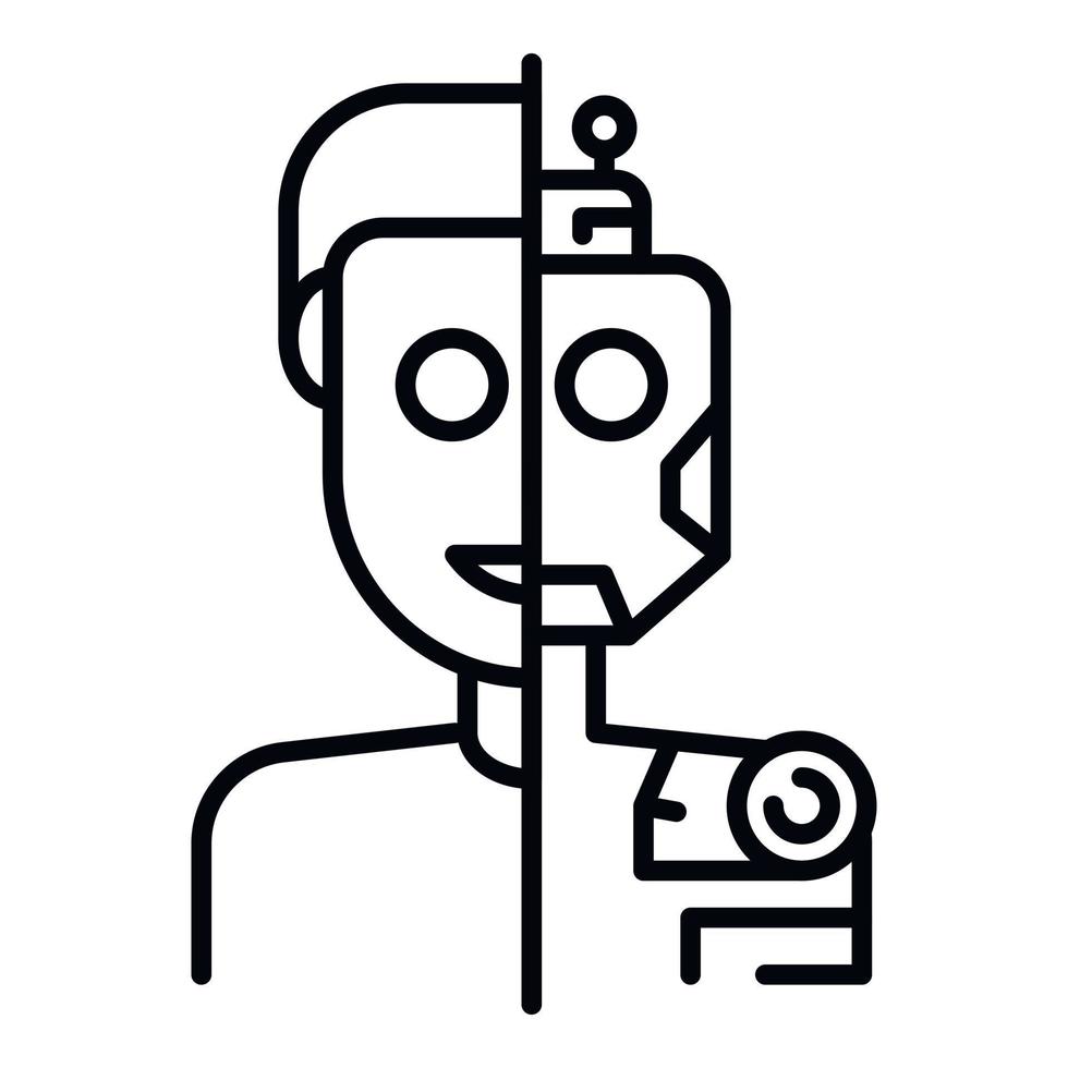 humanoid i sektion ikon, översikt stil vektor