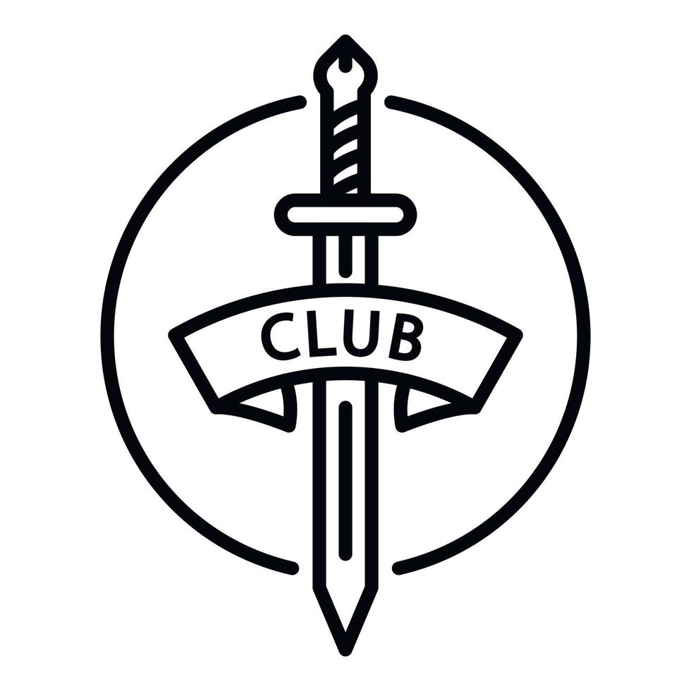 fäktning klubb ikon, översikt stil vektor
