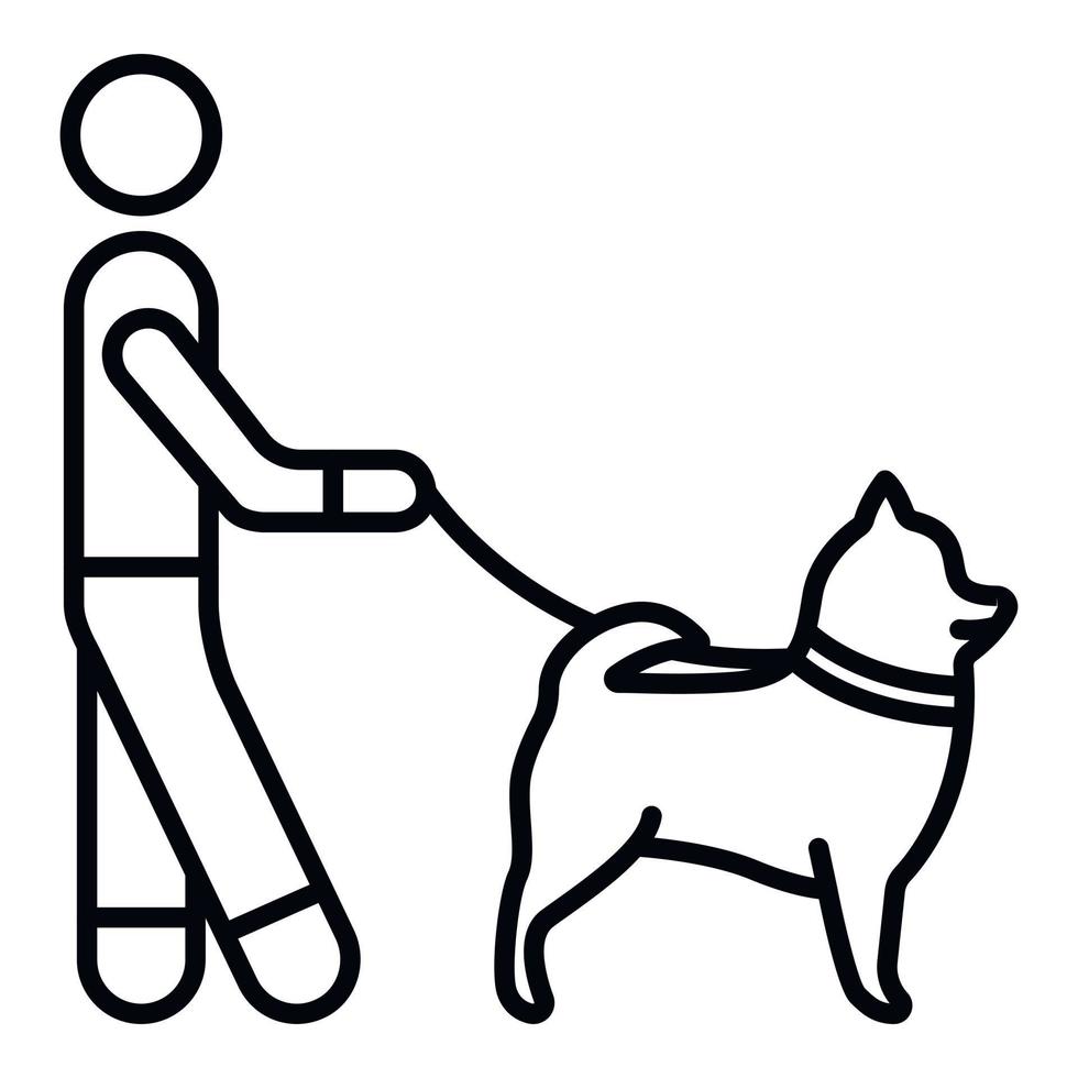 Mann zu Fuß Hund Symbol, Outline-Stil vektor
