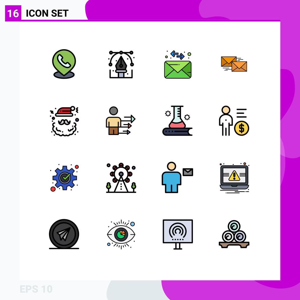 användare gränssnitt packa av 16 grundläggande platt Färg fylld rader av brev företag penna framåt- post redigerbar kreativ vektor design element