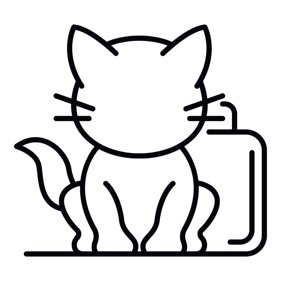 söt katt ikon, översikt stil vektor