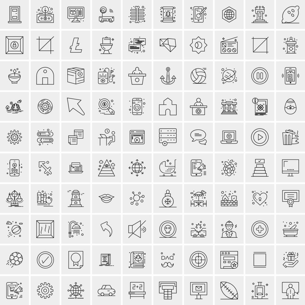 100 universelle schwarze Liniensymbole auf weißem Hintergrund vektor