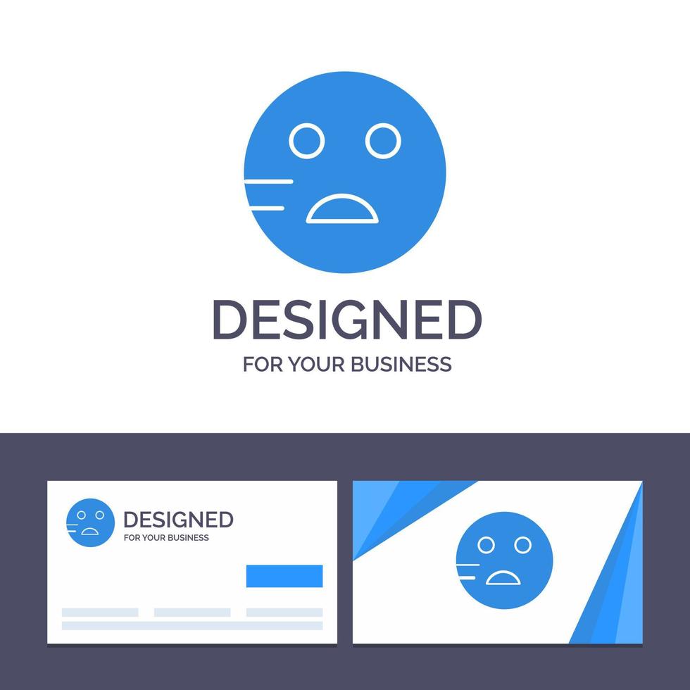 kreative visitenkarte und logo-vorlage traurige emojis schulvektorillustration vektor