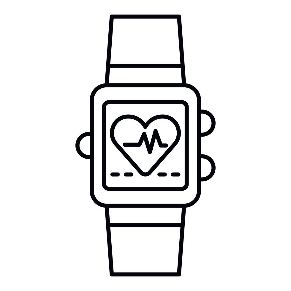 hjärta Betygsätta smart klocka ikon, översikt stil vektor
