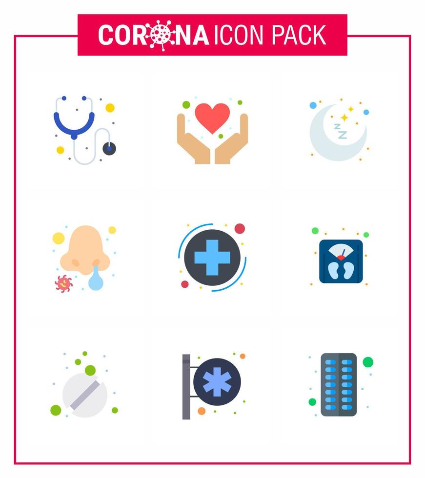 covid19 Corona-Virus-Kontaminationsprävention blaues Symbol 25 Pack wie Healthcare Medica Nachtnase Infektionskrankheit Virus-Coronavirus 2019nov-Krankheitsvektor-Designelemente vektor