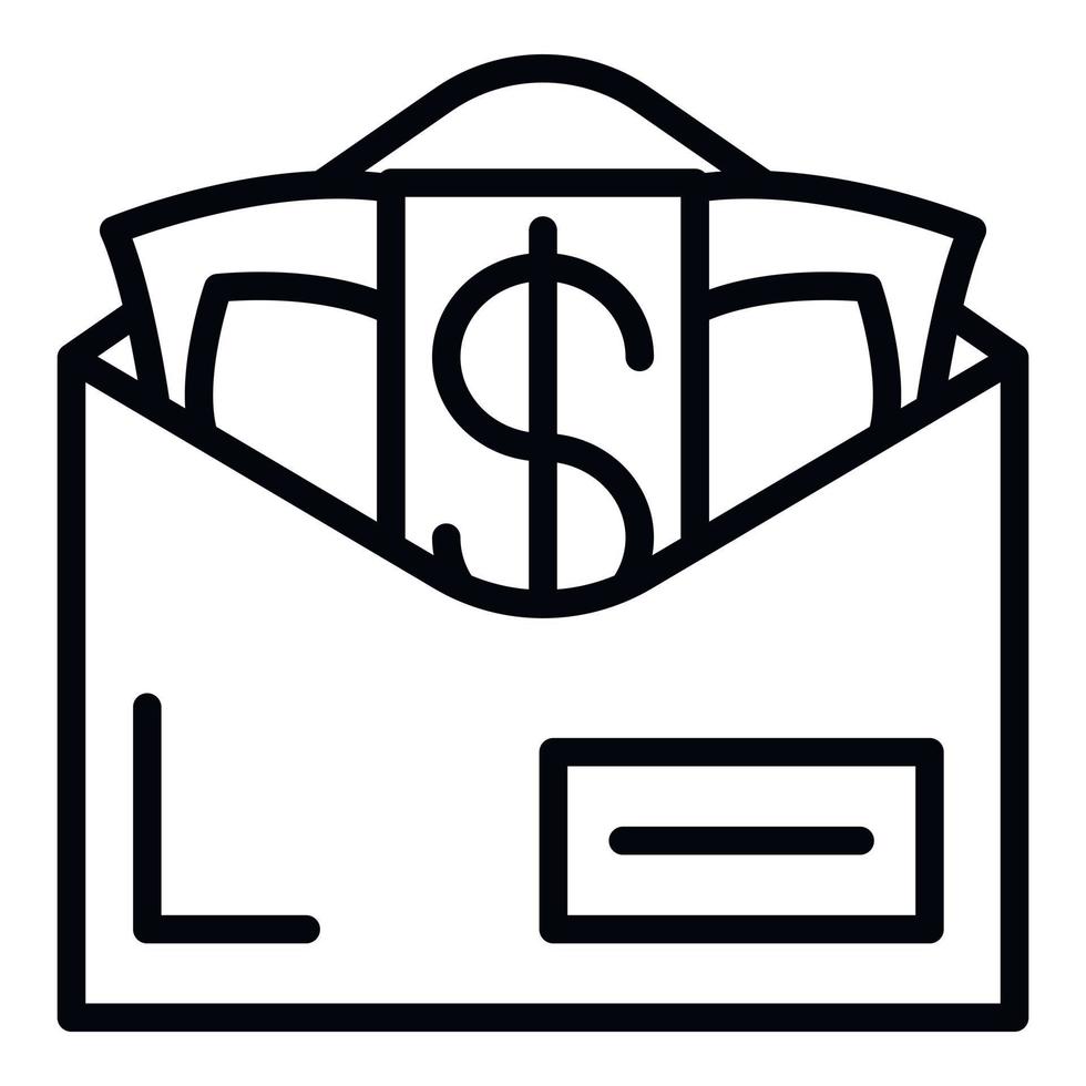 bestickning pengar kuvert ikon, översikt stil vektor