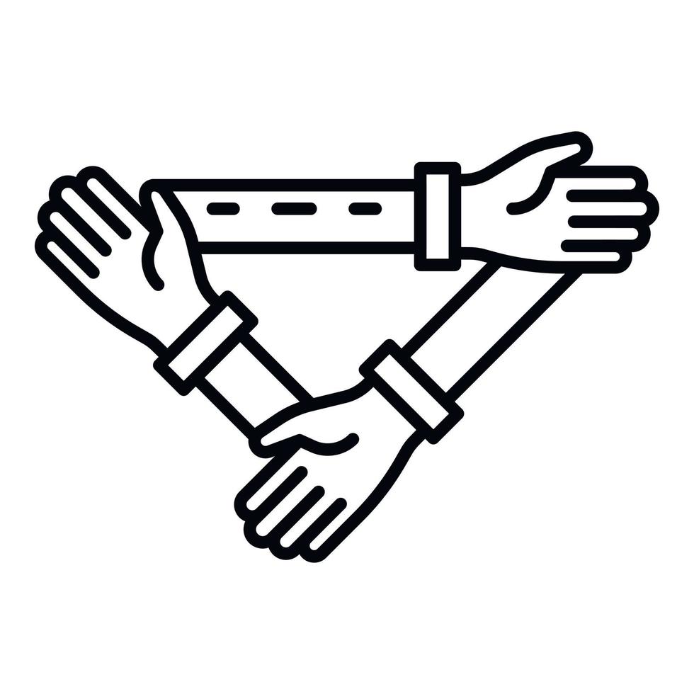 dreieckiges Hand-Kohäsionssymbol, Umrissstil vektor