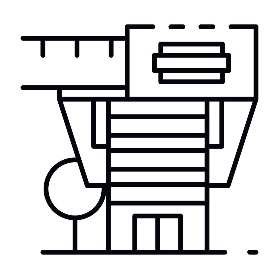 moderne architektonische hausikone, umrissstil vektor