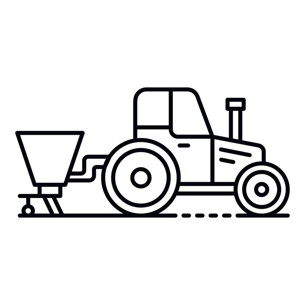 Traktor mit Sämaschinensymbol, Umrissstil vektor