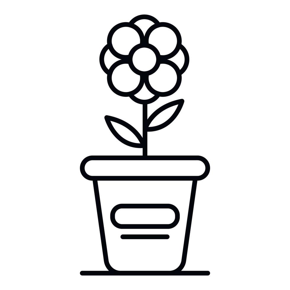 blomma pott ikon, översikt stil vektor
