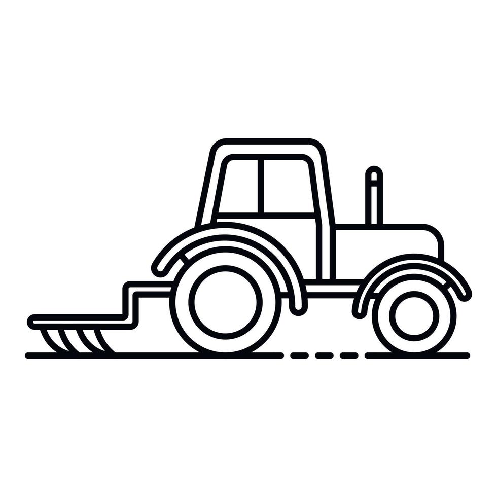 traktor med plog ikon, översikt stil vektor