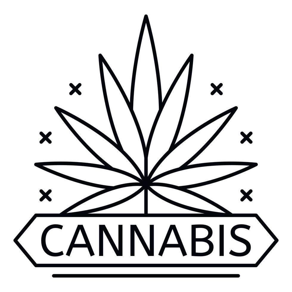 cannabis läkemedel blad logotyp, översikt stil vektor