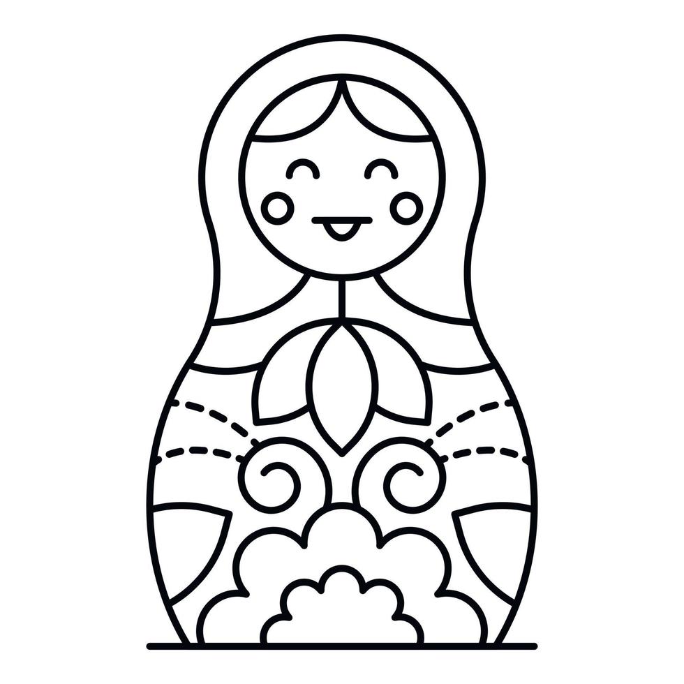 leende nesting docka ikon, översikt stil vektor