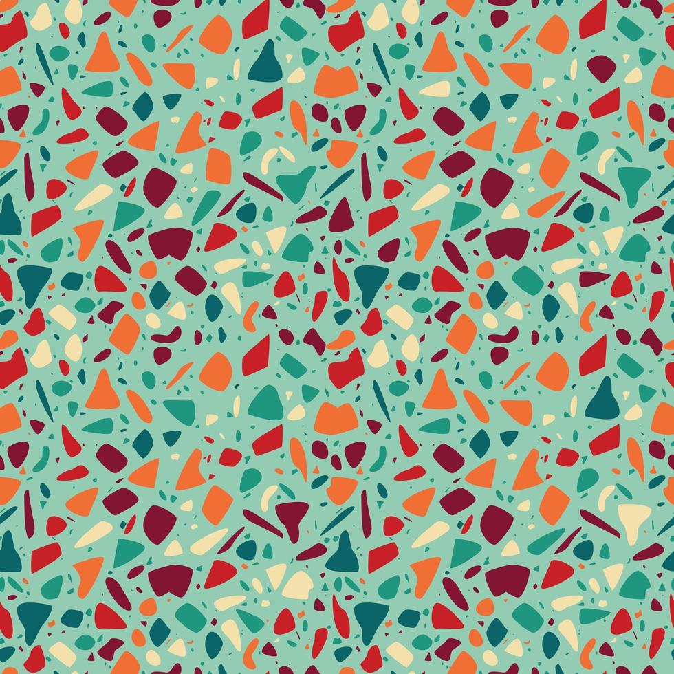 terrazzo sömlös mönster design med handritade stenar. vektor