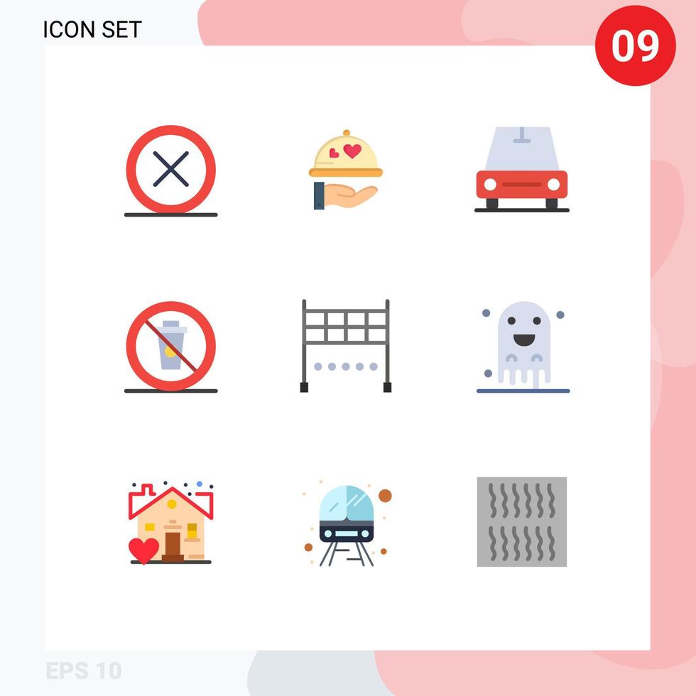 mobil gränssnitt platt Färg uppsättning av 9 piktogram av Avsluta Nej hjärta mat och redigerbar vektor design element