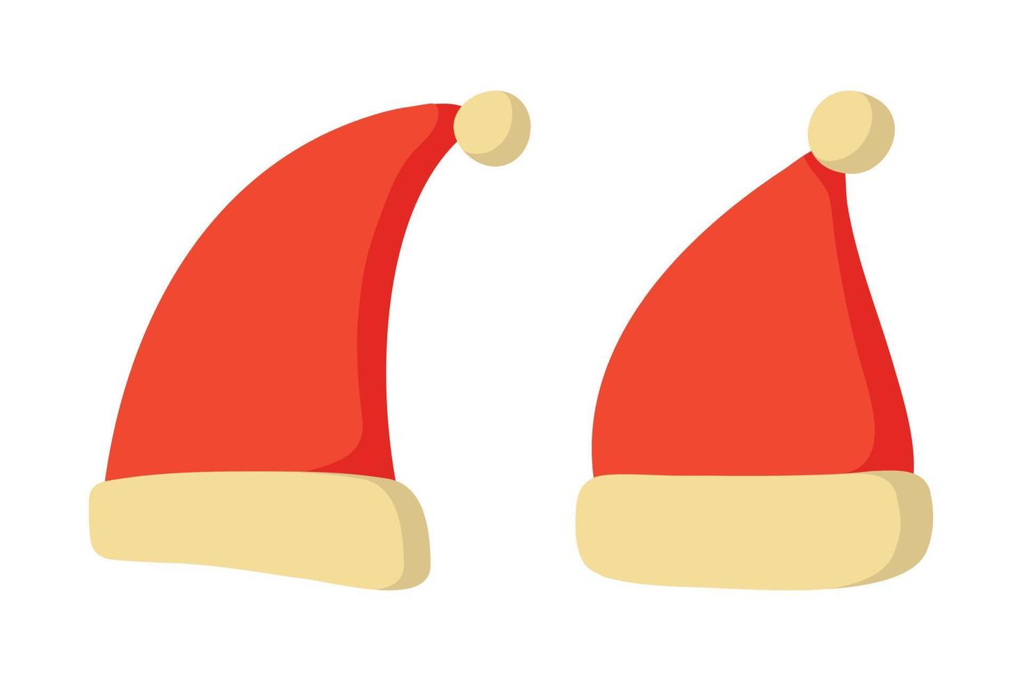 weihnachtsmann cartoon rote hüte silhouette im flachen stil vektor