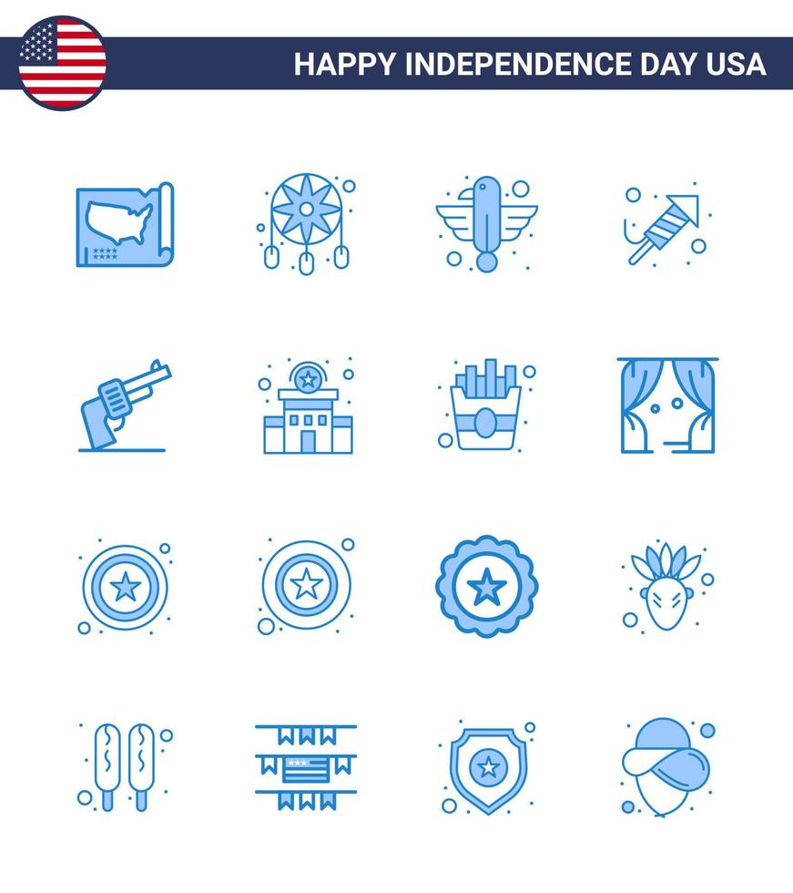 glücklicher unabhängigkeitstag usa paket mit 16 kreativen blues of gun festival american religion state editierbare usa day vektor design elemente