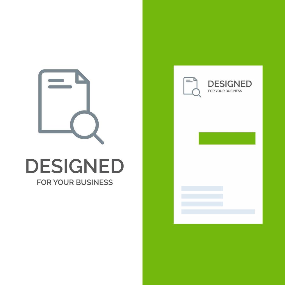 Suche Forschungsdatei Dokument graues Logo-Design und Visitenkartenvorlage vektor