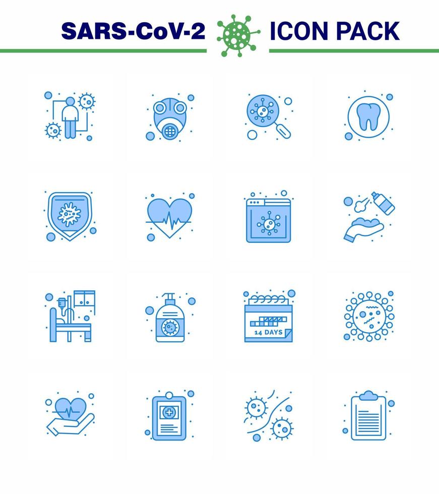 coronavirus 16 blå ikon uppsättning på de tema av korona epidemi innehåller ikoner sådan som medicinsk dental skydda Sök bakterier viral coronavirus 2019 nov sjukdom vektor design element