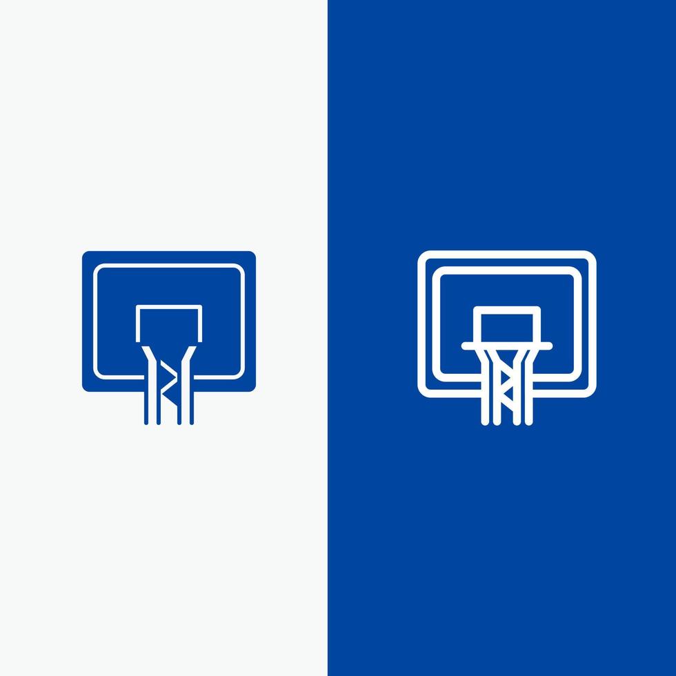 ryggstöd korg basketboll styrelse linje och glyf fast ikon blå baner linje och glyf fast ikon blå baner vektor