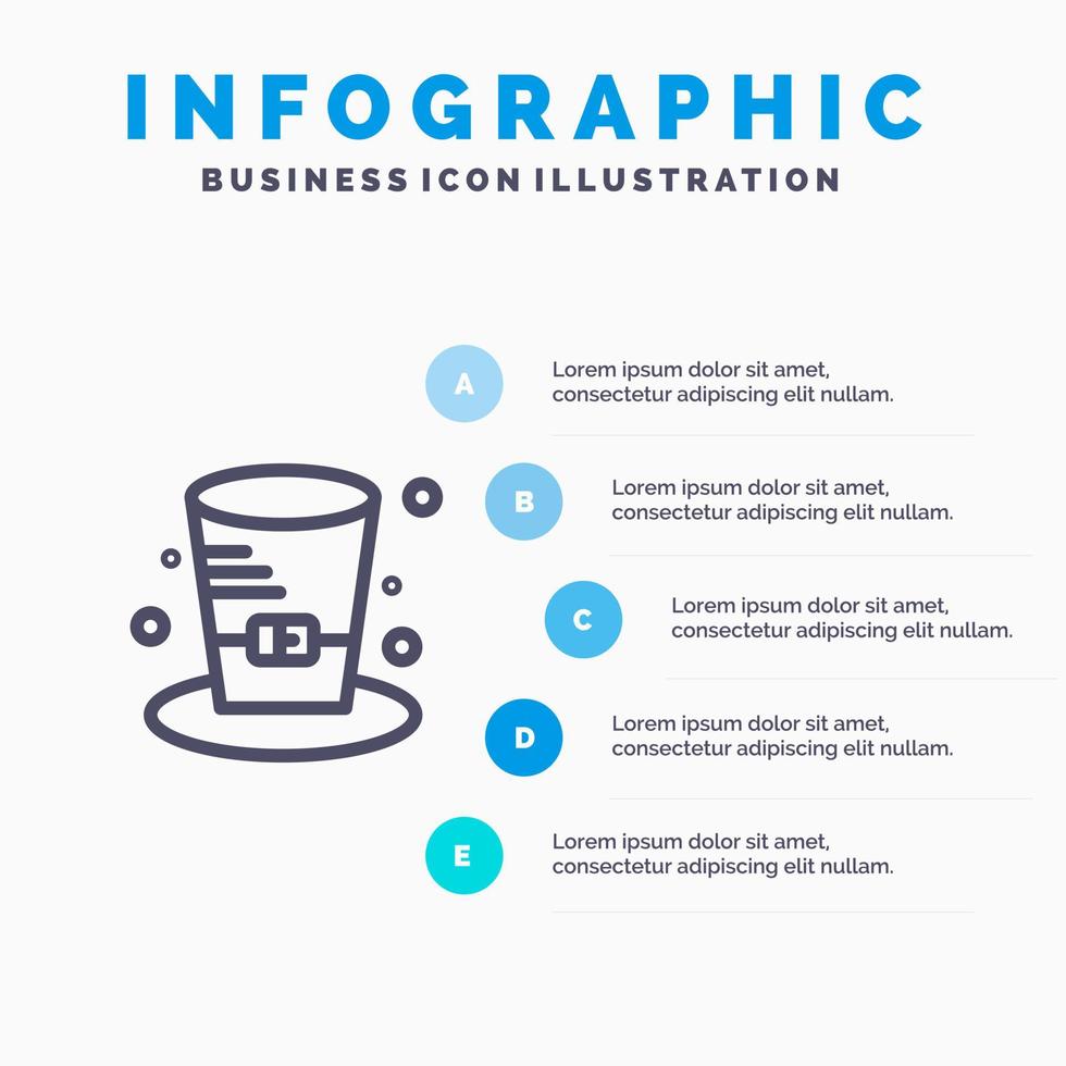 keps detektiv- hatt kanada linje ikon med 5 steg presentation infographics bakgrund vektor