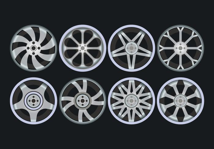 Alloy Wheels Icons Set vektor