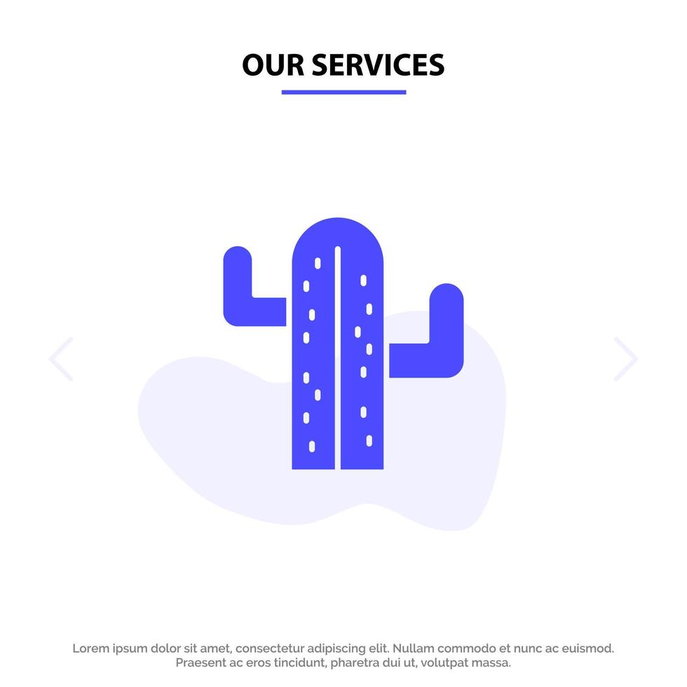 unsere dienstleistungen kaktus usa pflanze amerikanische solide glyph symbol webkartenvorlage vektor