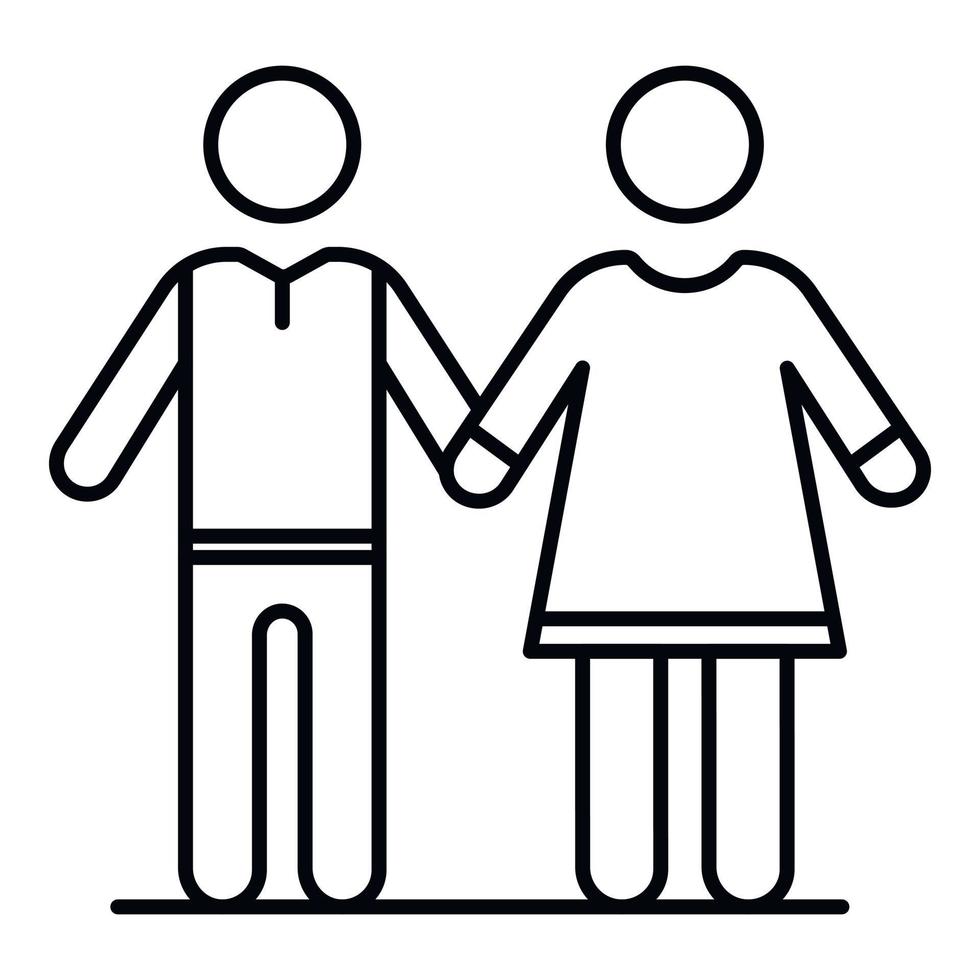 Symbol für älteres Paar, Umrissstil vektor