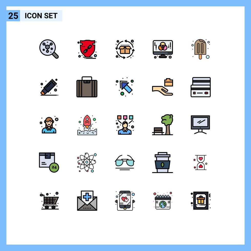 Stock Vector Icon Pack mit 25 Linienzeichen und Symbolen für die kreative Entwicklung Schild Designer Produktzyklus editierbare Vektordesign-Elemente