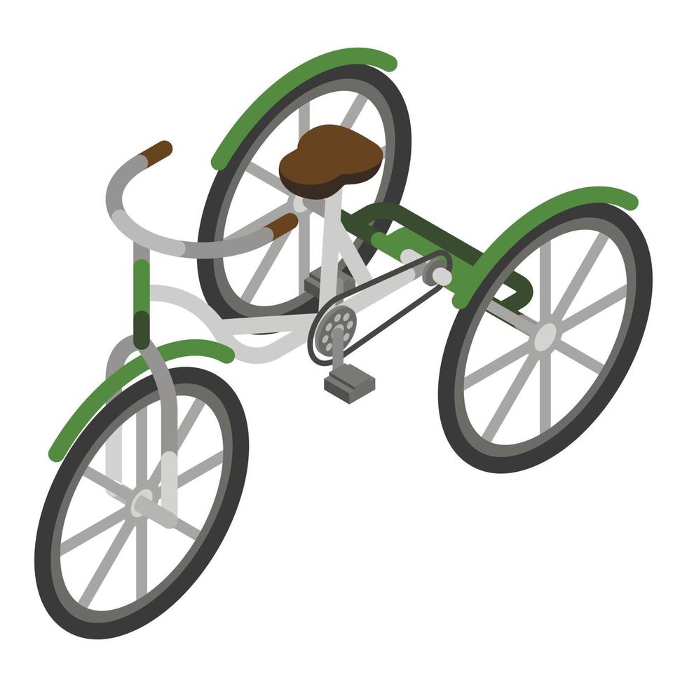 grön trehjuling ikon, isometrisk stil vektor